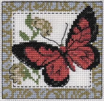 Набор для вышивания Klart 10х9 см 5-057 Бабочка бордовая